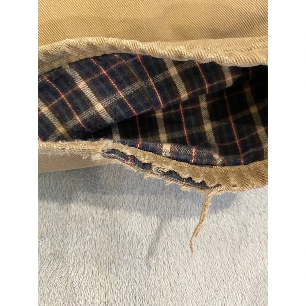 LL Bean Pants Mens 36 Beige Tan Cotton Flannel Lined Khakis Slacks 36x29